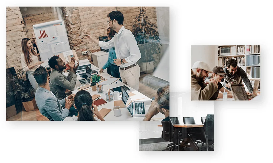 Equipo de trabajo en una reunión de consultoría